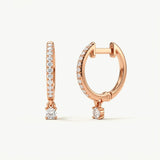 14K Solid Gold Natural Diamond Huggie Hoop Earrings