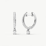 14K Solid Gold Natural Diamond Huggie Hoop Earrings