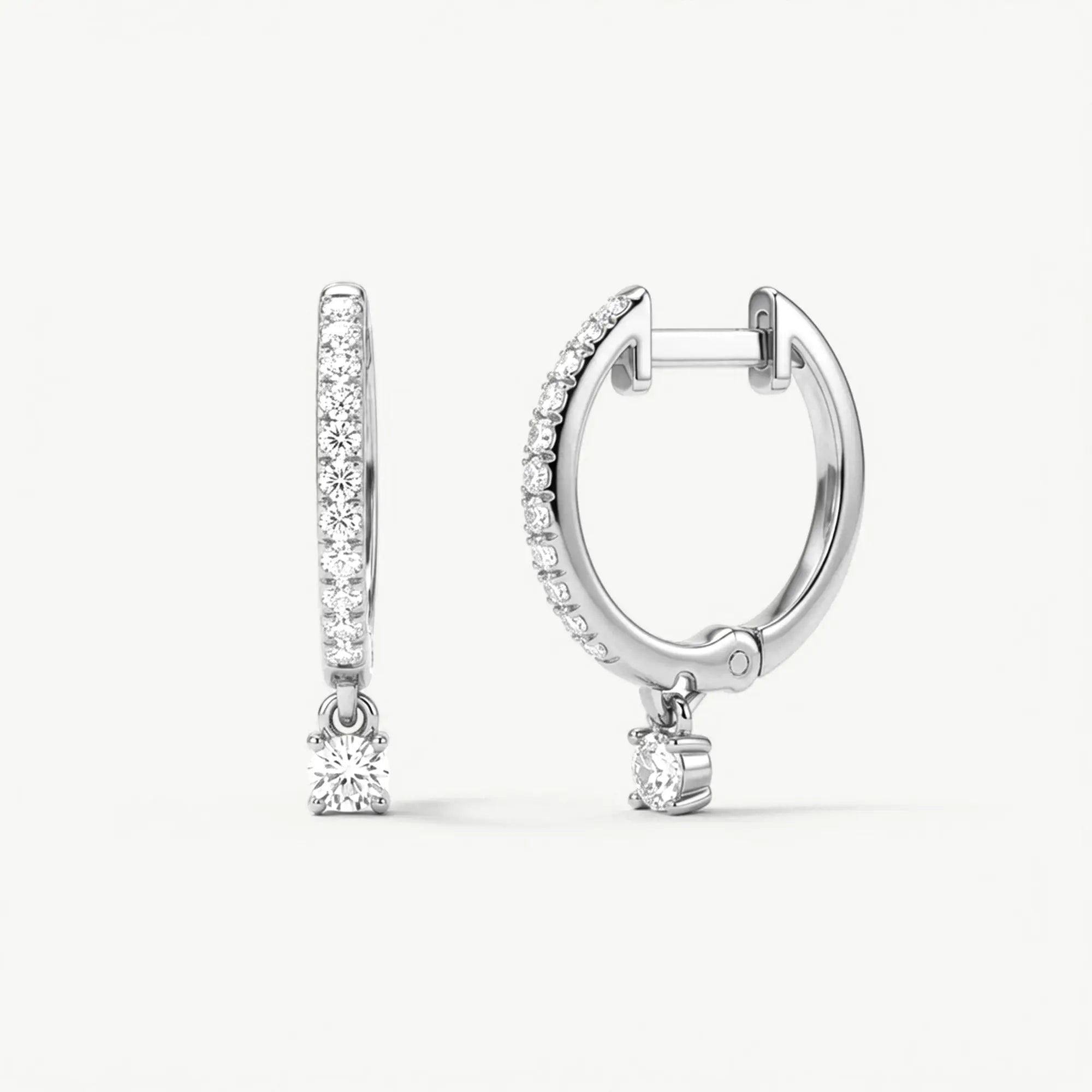 14K Solid Gold Natural Diamond Huggie Hoop Earrings