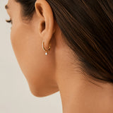 14K Solid Gold Natural Diamond Huggie Hoop Earrings