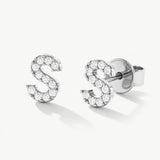 14K Solid Gold Initial Stud Earrings