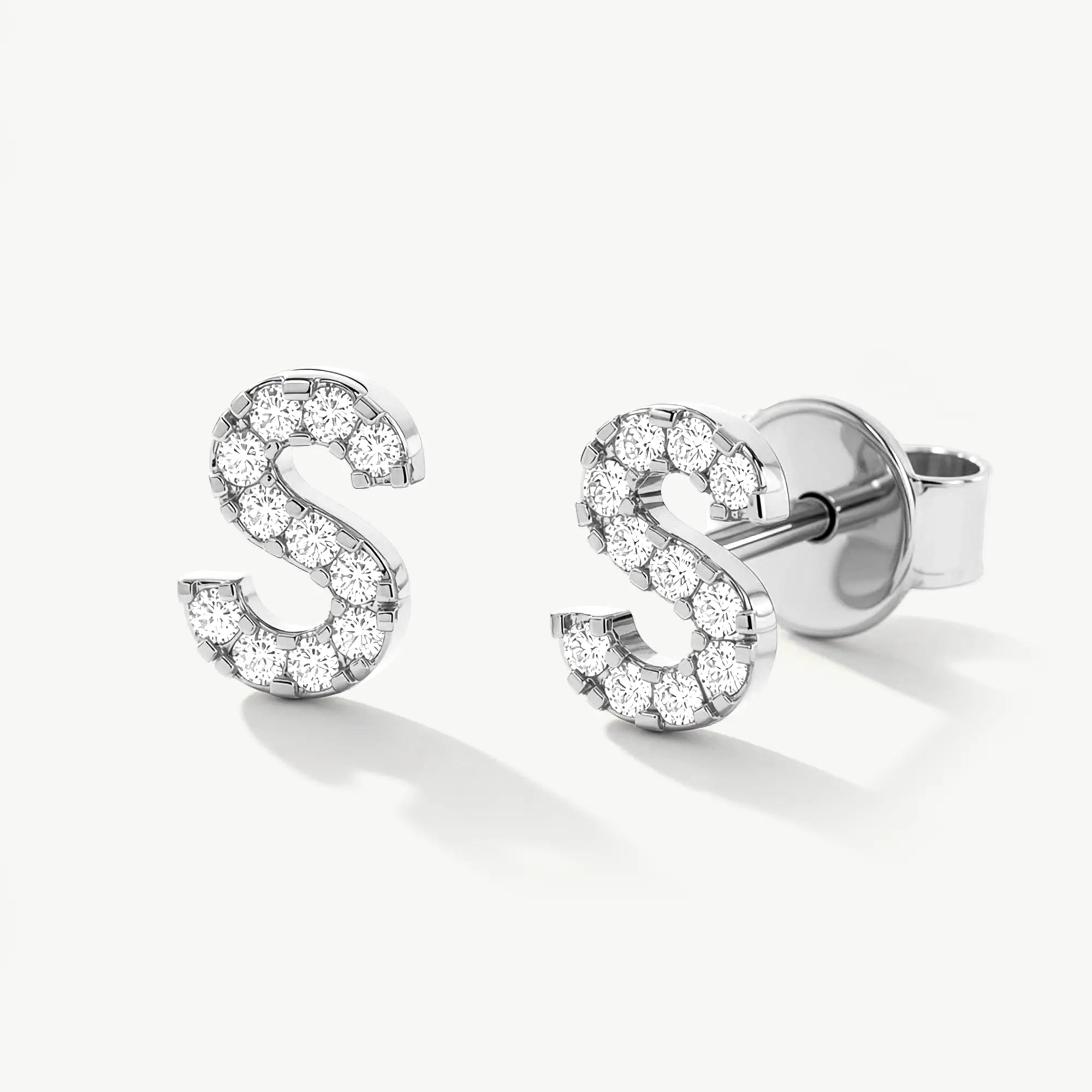 14K Solid Gold Initial Stud Earrings