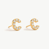 14K Solid Gold Initial Stud Earrings