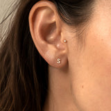 14K Solid Gold Initial Stud Earrings