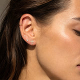 14K Solid Gold Diamond Cross Stud Earrings