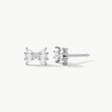 14K Solid Gold Diamond Bow Stud Earrings