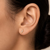 14K Solid Gold Lightning Bolt Diamond Stud Earrings