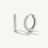 14K Solid Gold Chunky Twisted Huggie Hoop Earrings