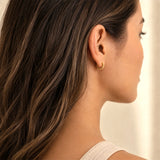14K Solid Gold Chunky Twisted Huggie Hoop Earrings