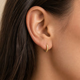 14K Solid Gold Chunky Twisted Huggie Hoop Earrings