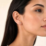 14K Solid Gold Diamond Flower Stud Earrings