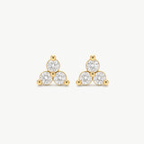 14K Solid Gold Diamond Cluster Stud Earrings