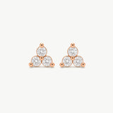 14K Solid Gold Diamond Cluster Stud Earrings