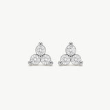 14K Solid Gold Diamond Cluster Stud Earrings