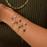 14K Solid Gold Personalized Birthstone Bracelet