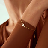 14K Solid Gold Cross Bracelet