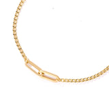 14K Solid Gold Curb Chain Bracelet with Paperclip Links