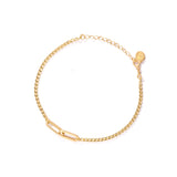 14K Solid Gold Curb Chain Bracelet with Paperclip Links