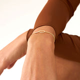 14K Solid Gold Curb Chain Bracelet with Paperclip Links