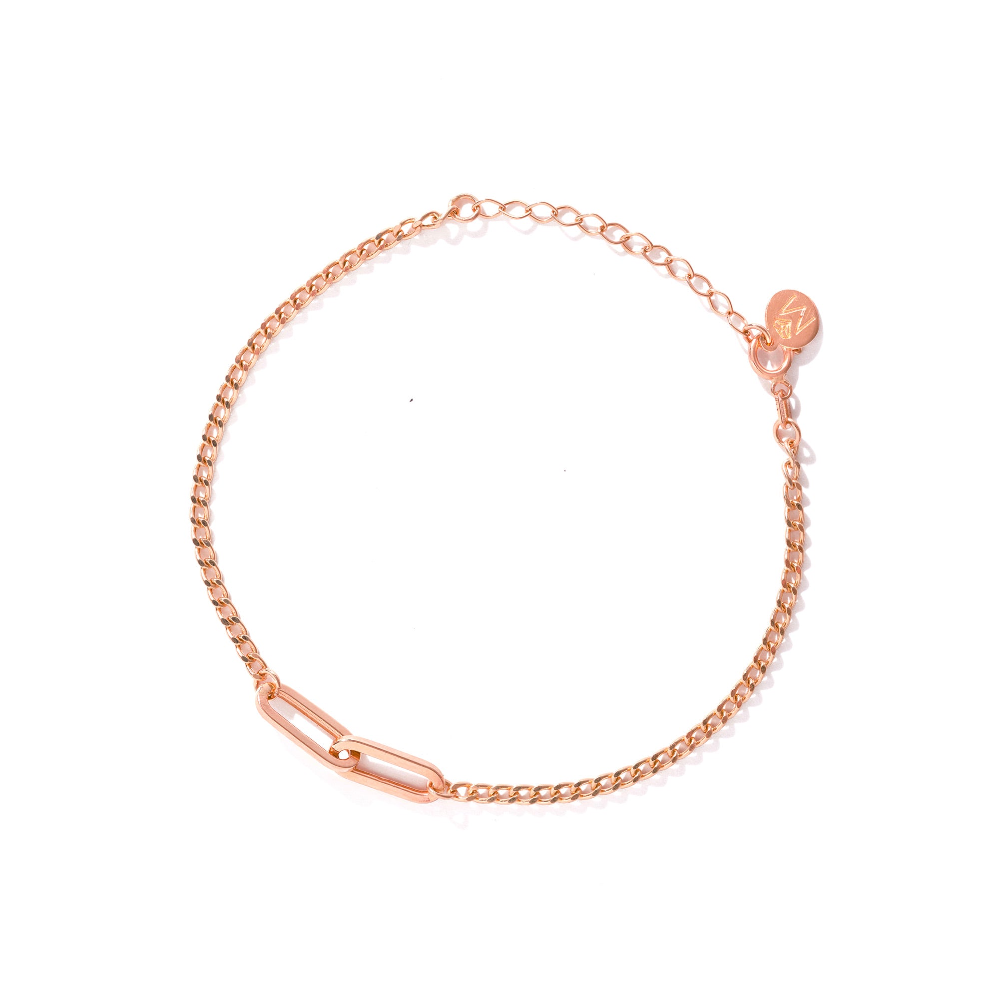 14K Solid Gold Curb Chain Bracelet with Paperclip Links