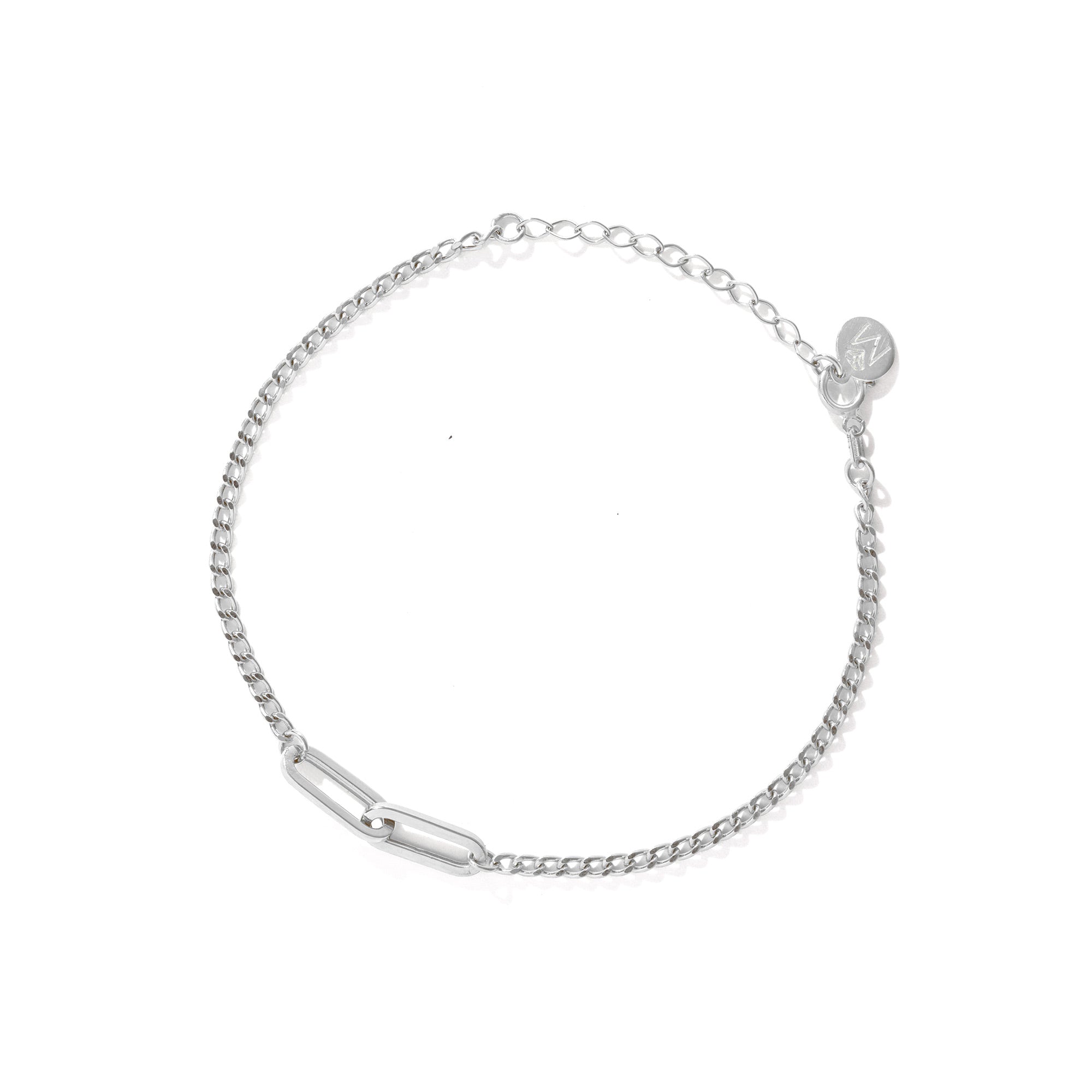 14K Solid Gold Curb Chain Bracelet with Paperclip Links