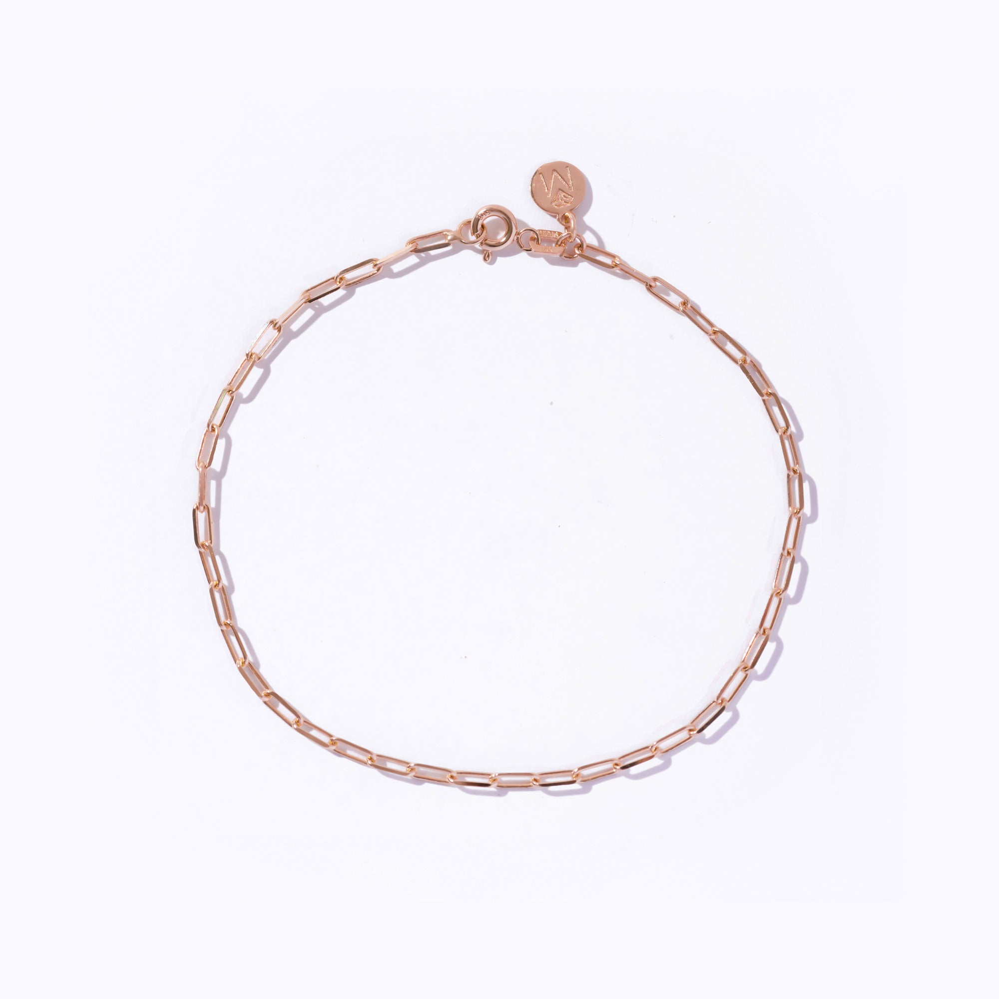 14K Solid Gold Dainty Paperclip Chain Bracelet