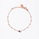 14K Solid Gold Evil Eye & Ball Beaded Station Bracelet