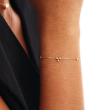 14K Solid Gold Ball Beaded Bracelet with Diamond – Everyday Stackable Jewelry