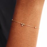 14K Solid Gold Ball Beaded Bracelet with Diamond – Everyday Stackable Jewelry