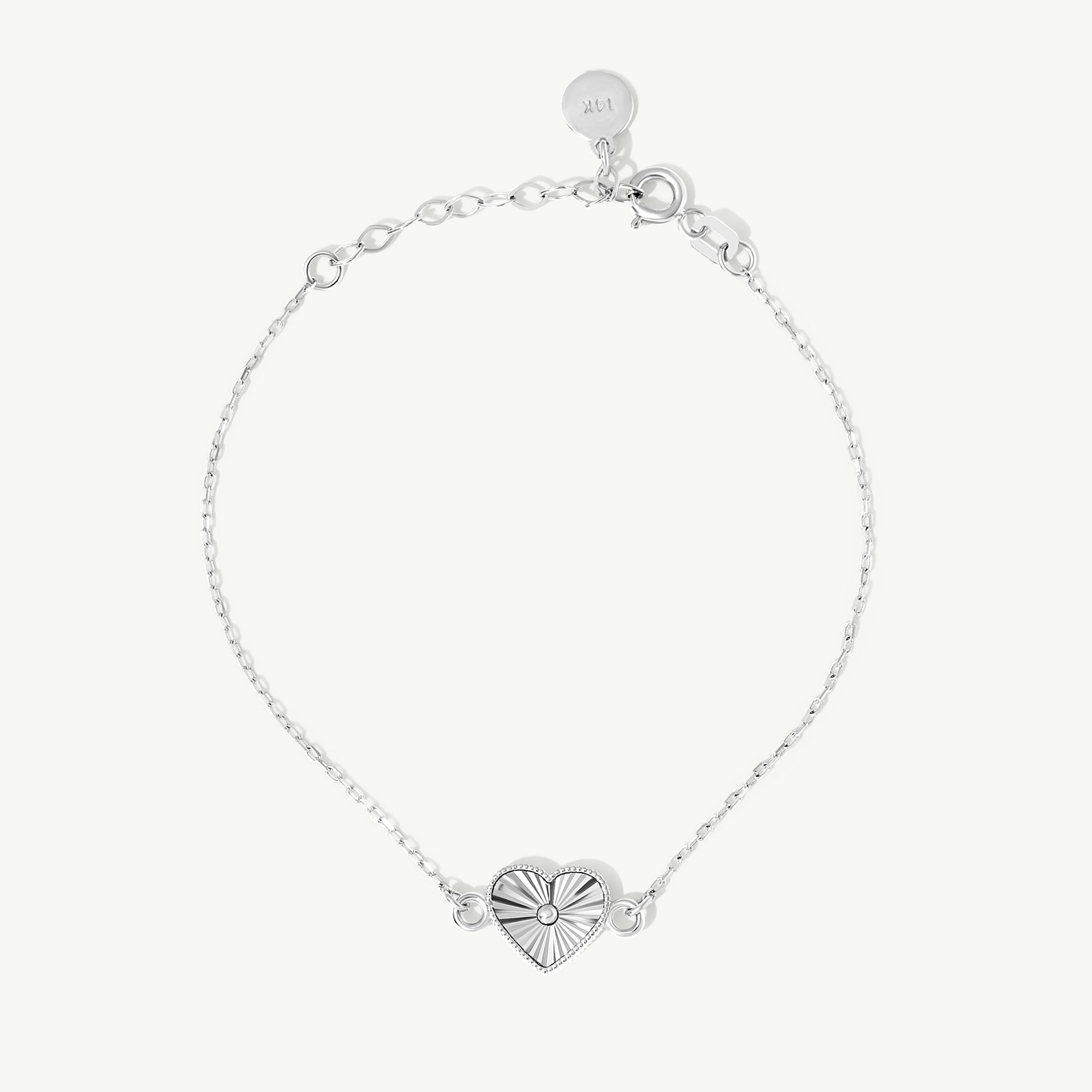 14K Solid Gold Heart Bracelet