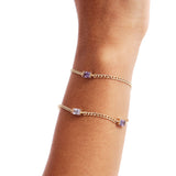 14K Solid Gold Personalized Baguette Birthstone Bracelet