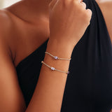14K Solid Gold Personalized Baguette Birthstone Bracelet