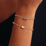 14K Solid Gold Personalized Baguette Birthstone Bracelet