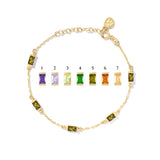 14K Solid Gold Personalized Baguette Birthstone Bracelet