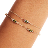 14K Solid Gold Personalized Baguette Birthstone Bracelet