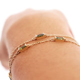 14K Solid Gold Personalized Baguette Birthstone Bracelet
