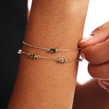 14K Solid Gold Personalized Baguette Birthstone Bracelet