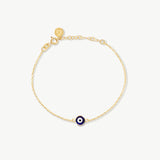 14K Solid Gold Evil Eye Bracelet: Beaded Protection Jewelry