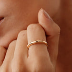14K Real Solid Gold Dome Ring On Hand