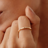 14K Real Solid Gold Dome Ring On Hand