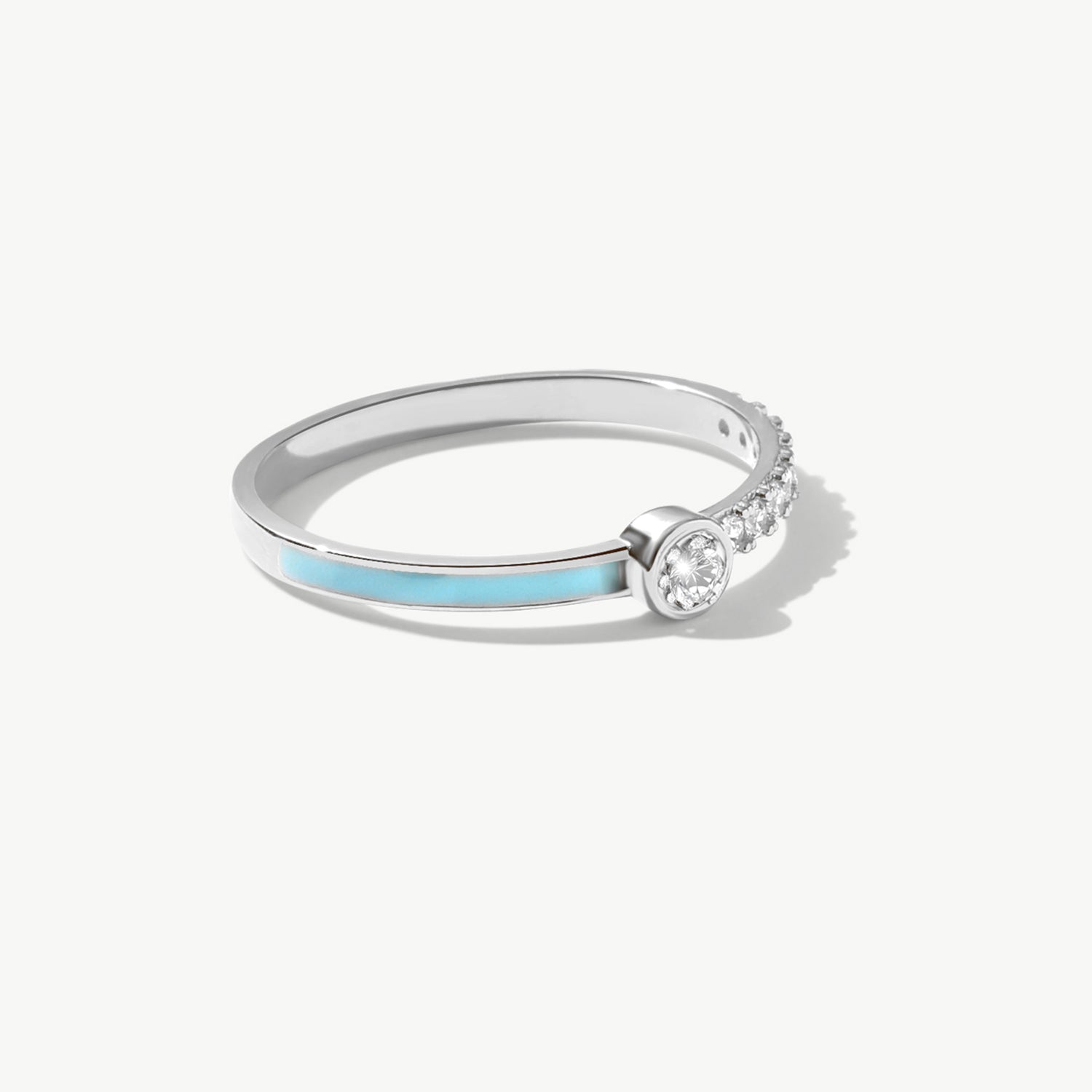 14K Solid Gold Personalized Enamel Ring, Dainty Colored Band for Women