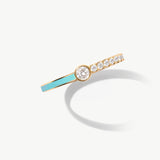 14K Solid Gold Personalized Enamel Ring, Dainty Colored Band for Women