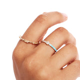 14K Solid Gold Personalized Enamel Ring, Dainty Colored Band for Women