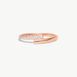 14K Solid Gold Diamond Bypass & Pavé Ring