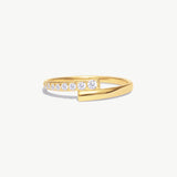 14K Solid Gold Diamond Bypass & Pavé Ring