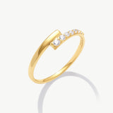 14K Solid Gold Diamond Bypass & Pavé Ring