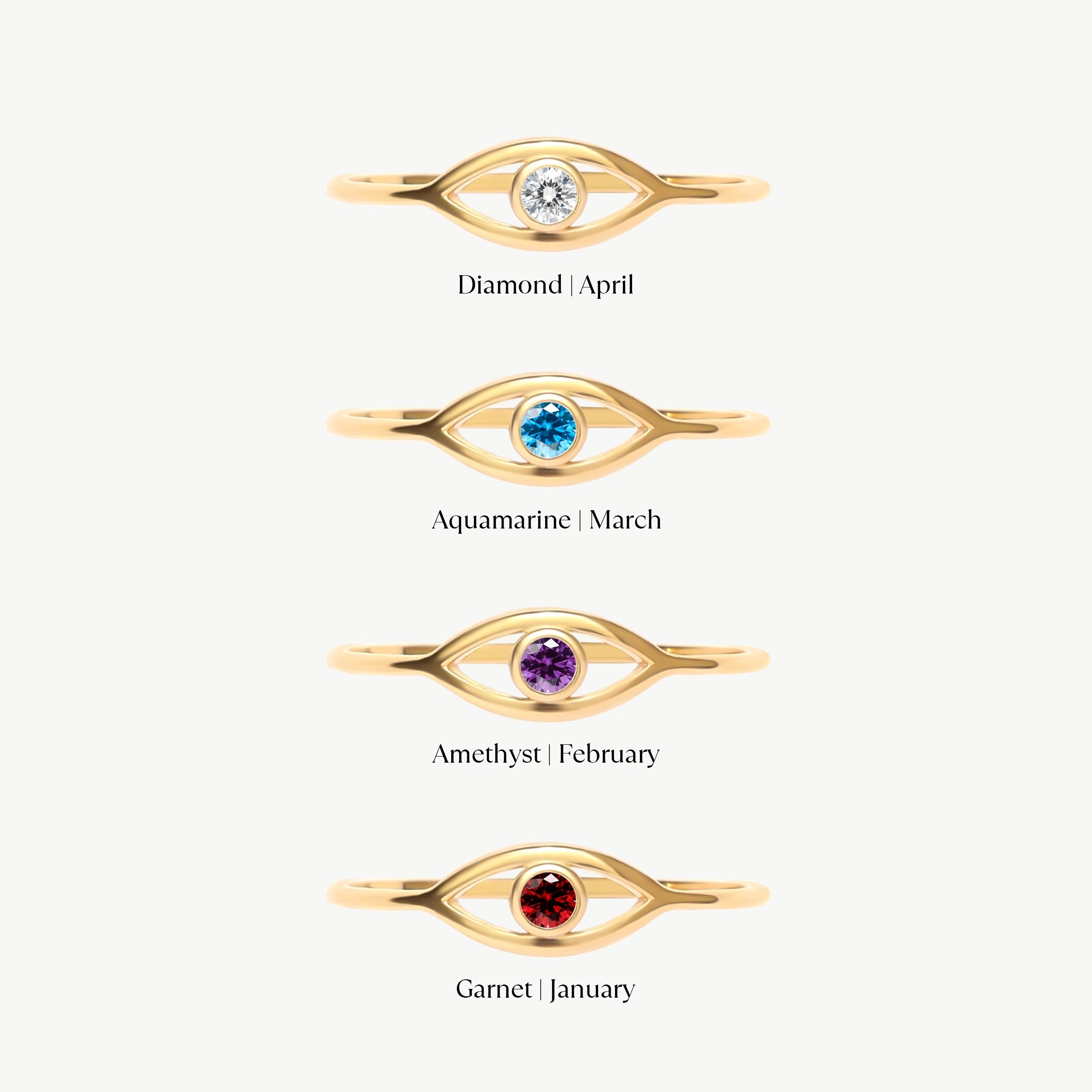 Birthstone Options For Personalized Evil Eye Rings