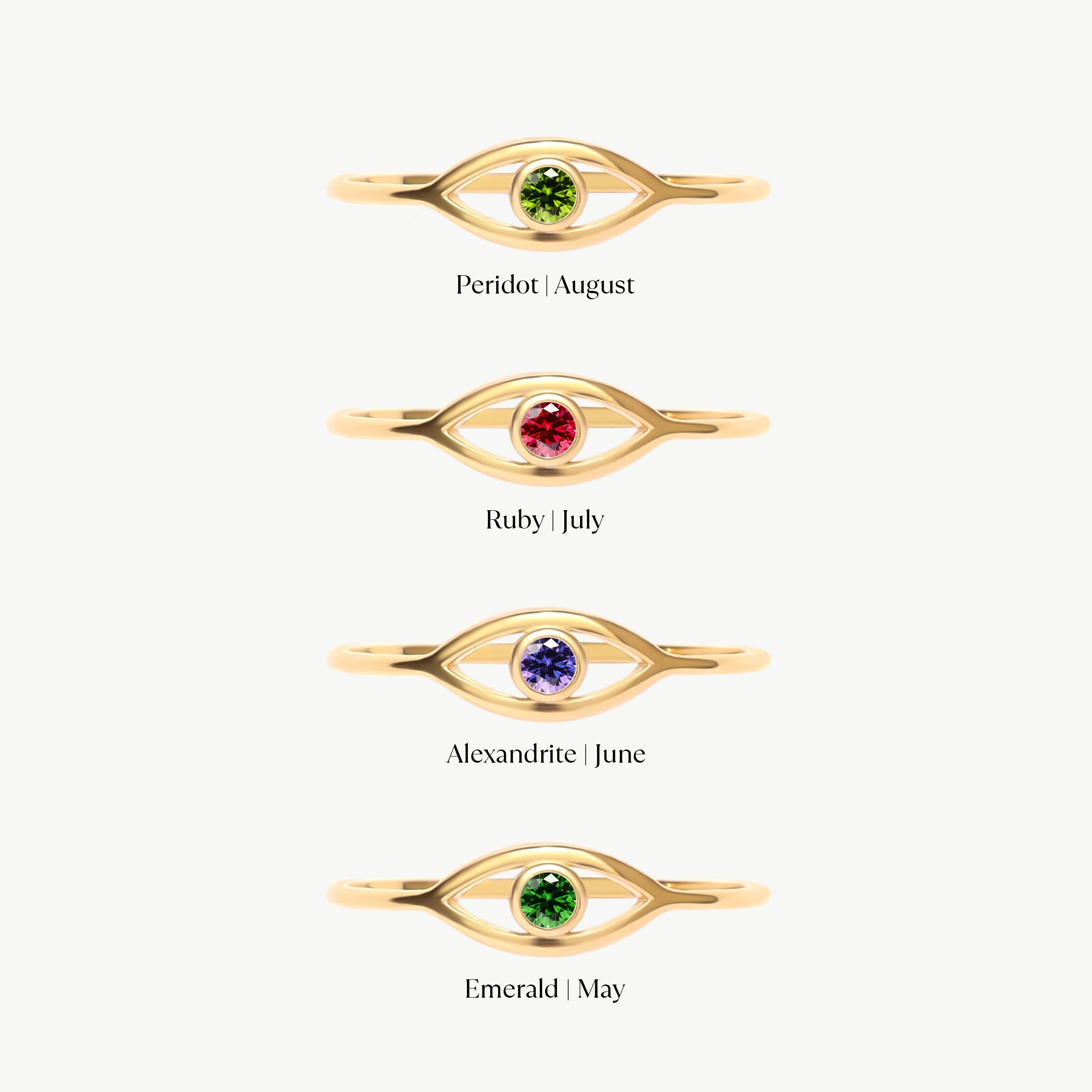 Birthstone Options For Personalized Evil Eye Rings