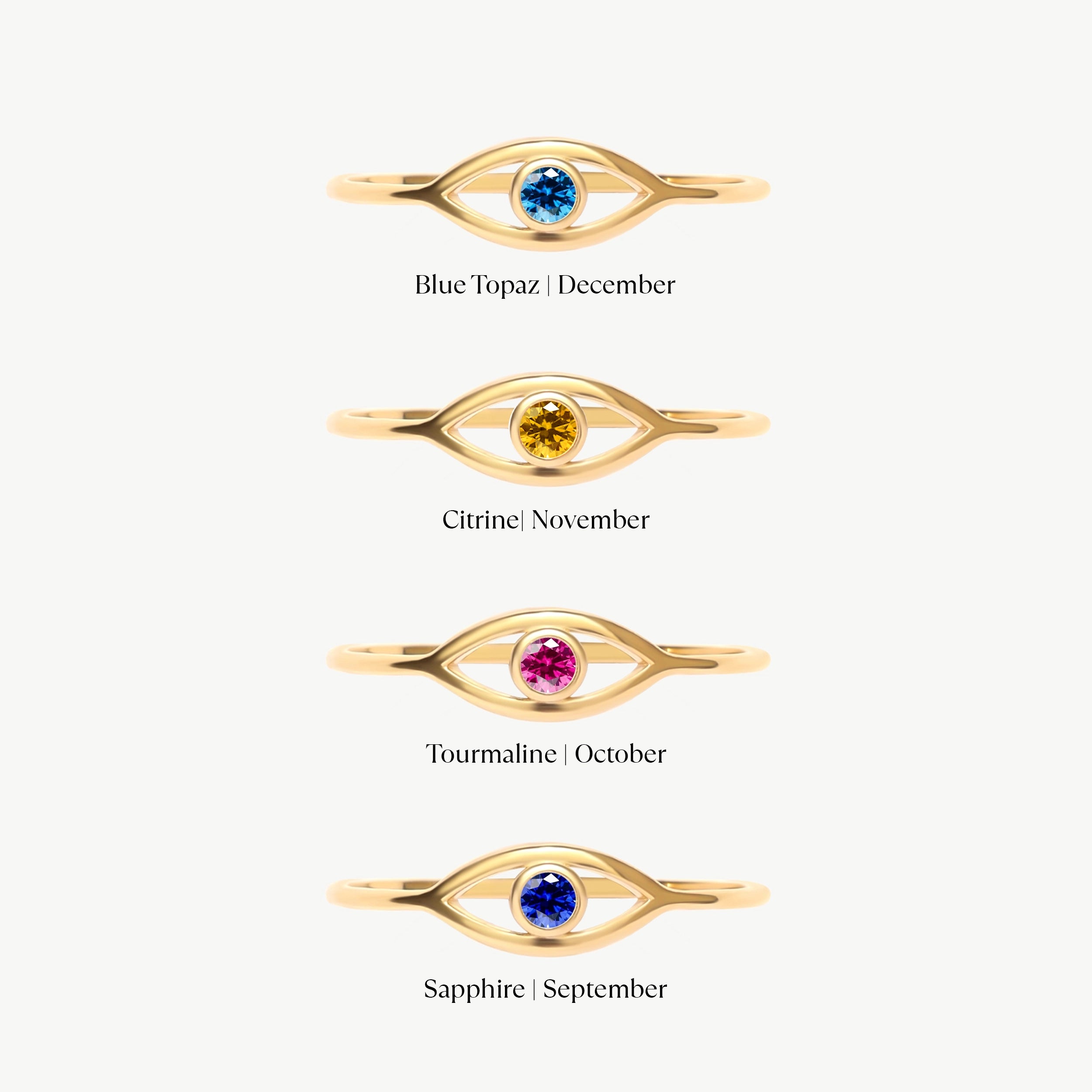 Birthstone Options For Personalized Evil Eye Rings