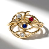 14K Solid Gold Personalized Evil Eye Birthstone Ring | Madano Jewels